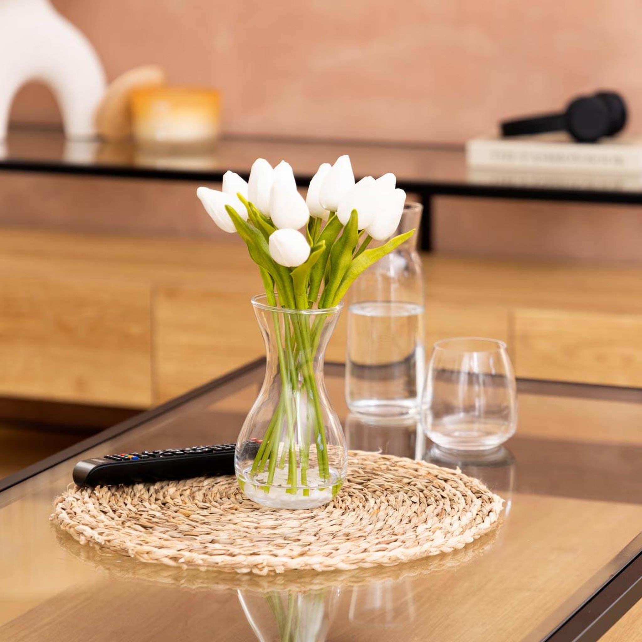 Voir la diapositive 5 : ATMOSPHERA Composition artificielle de tulipes  hector  28cm blanc
