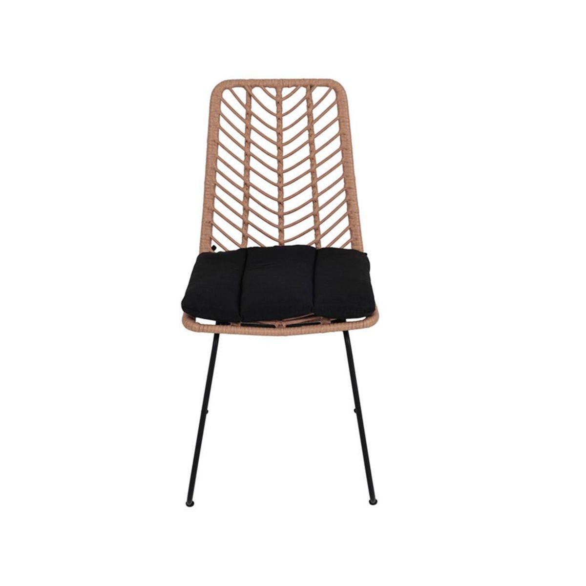 LISA DESIGN Forenza - lot de 4 chaises - effet rotin - coloris bois et noir