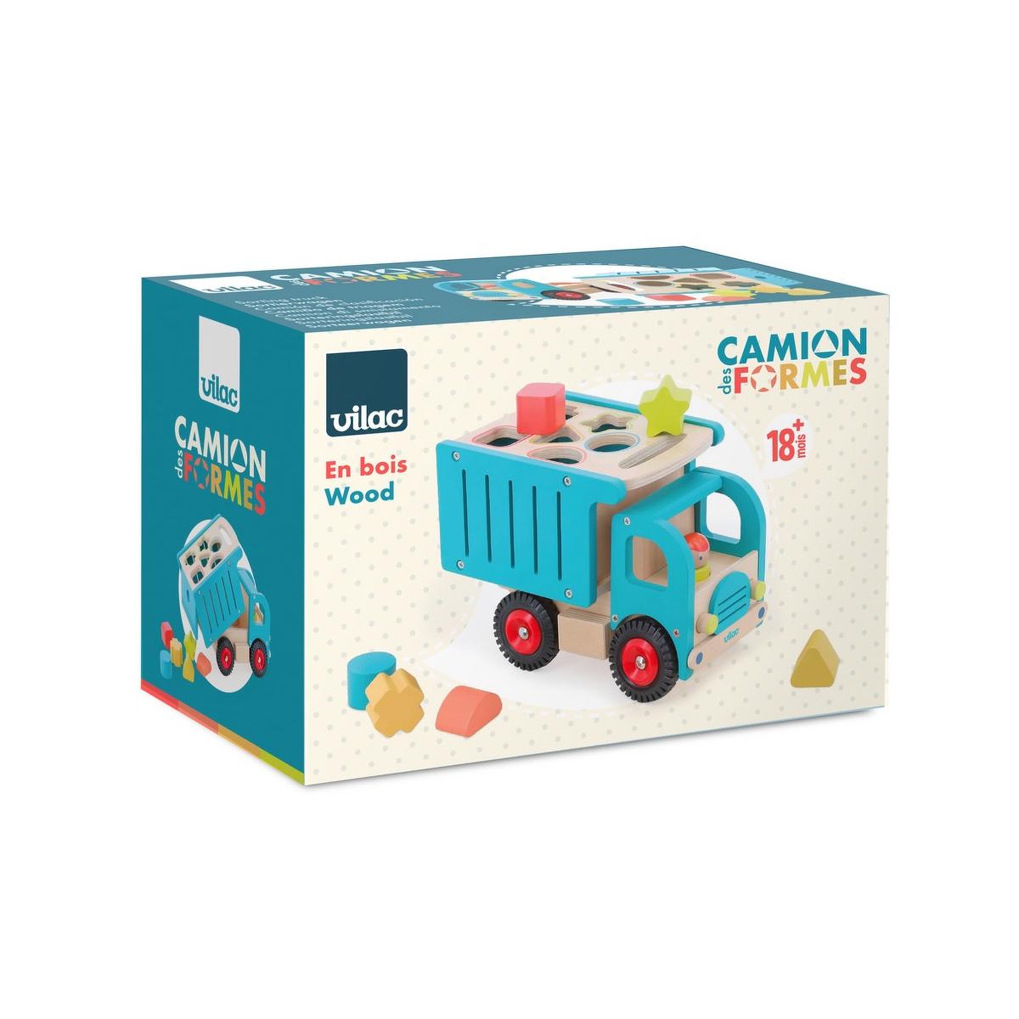 Vilac camion de tri d'éveil en bois - boîte à formes