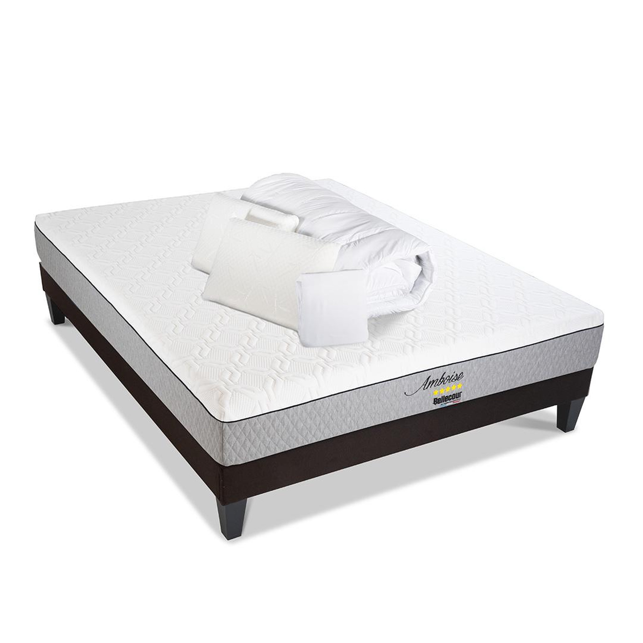 BELLECOUR BELLECOUR LITERIE | Pack anti punaise AMBOISE | Matelas + Sommier + Accessoires. Coloris disponibles : Blanc