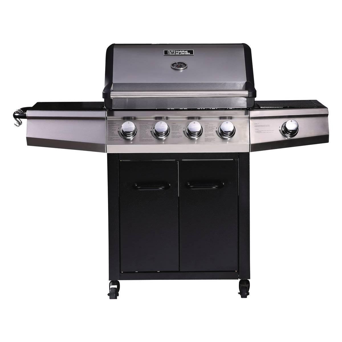 Habitat et Jardin Barbecue gaz  Bingo 5  - 5 Brûleurs dont 1 latéral - 15.2kW + Housse protection - Noir
