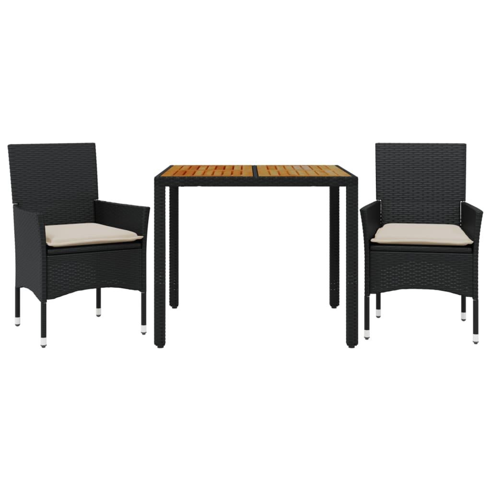 Voir la diapositive 2 : VIDAXL Ensemble a manger de jardin et coussins 3 pcs noir rotin acacia
