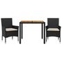 Voir la diapositive 2 : VIDAXL Ensemble a manger de jardin et coussins 3 pcs noir rotin acacia