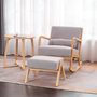 Voir la diapositive 3 : CONCEPT USINE Rocking Chair + pouf scandinave en bois et tissu gris HOLMES