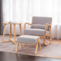 Voir la diapositive 3 : CONCEPT USINE Rocking Chair + pouf scandinave en bois et tissu gris HOLMES