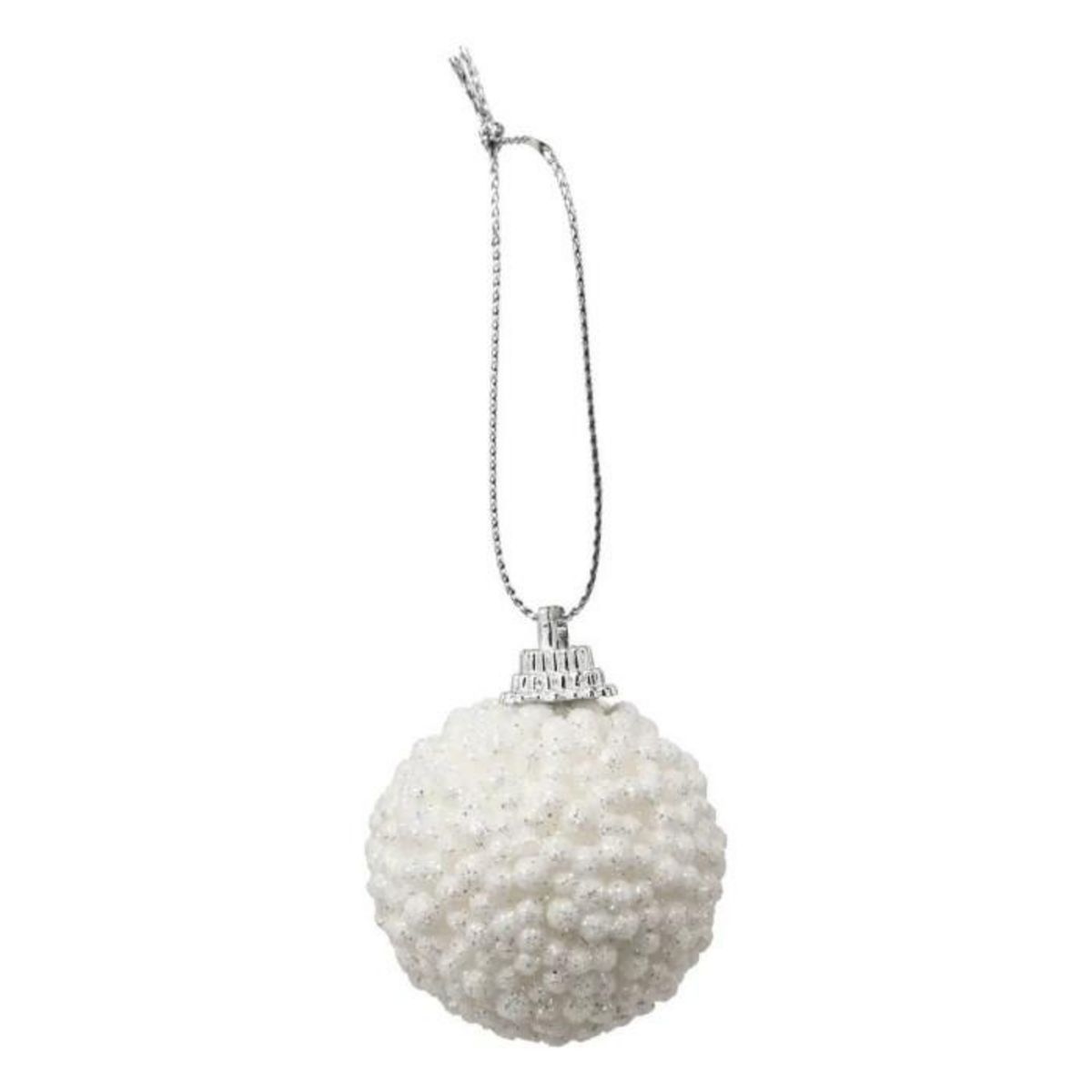 ATMOSPHERA Lot de 10 Boules de Noël  Petites Billes  4cm Blanc