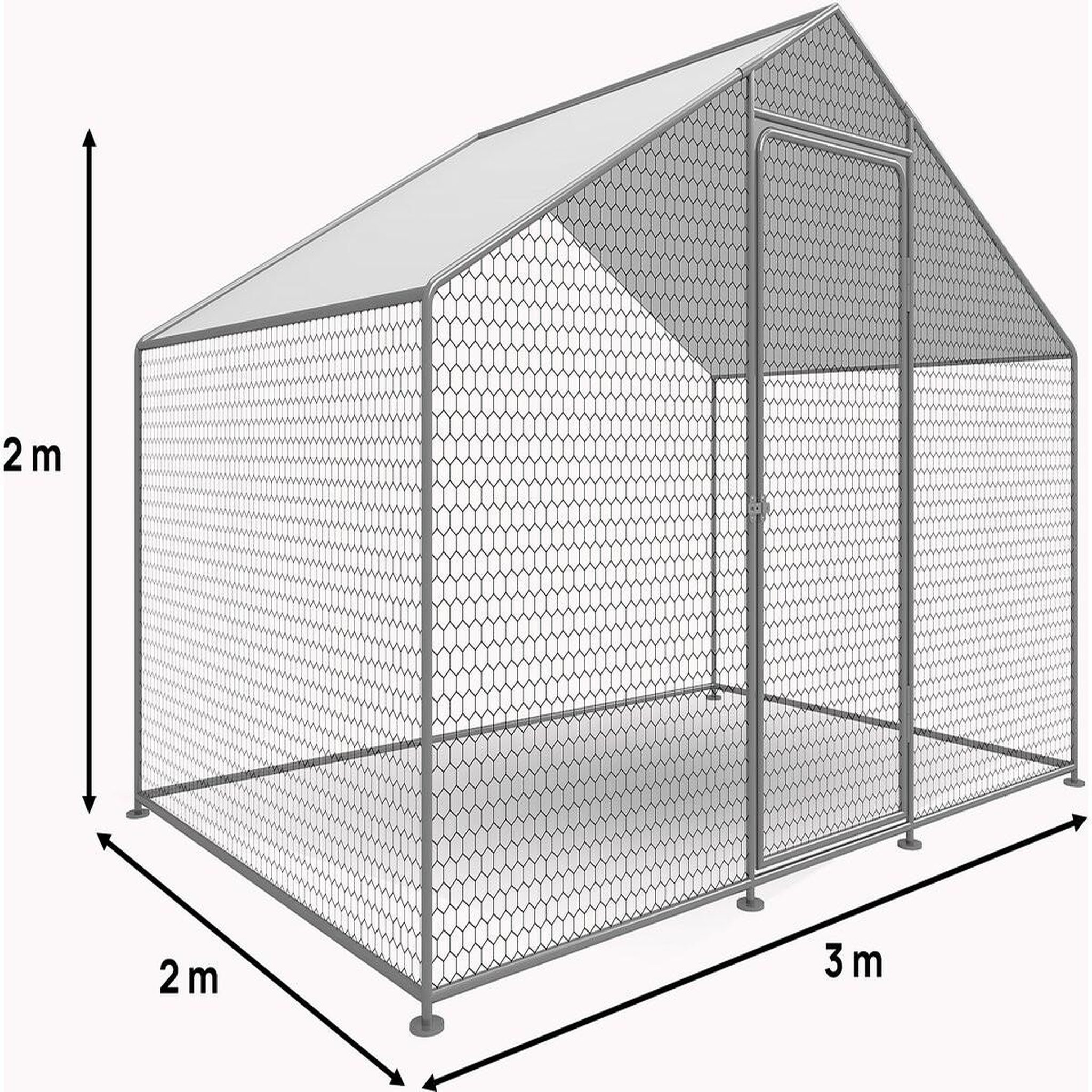 Voir la diapositive 3 : Habitat et Jardin Enclos à poules 6 m² parc grillagé 2 x 3 x 2 M acier galvanisé
