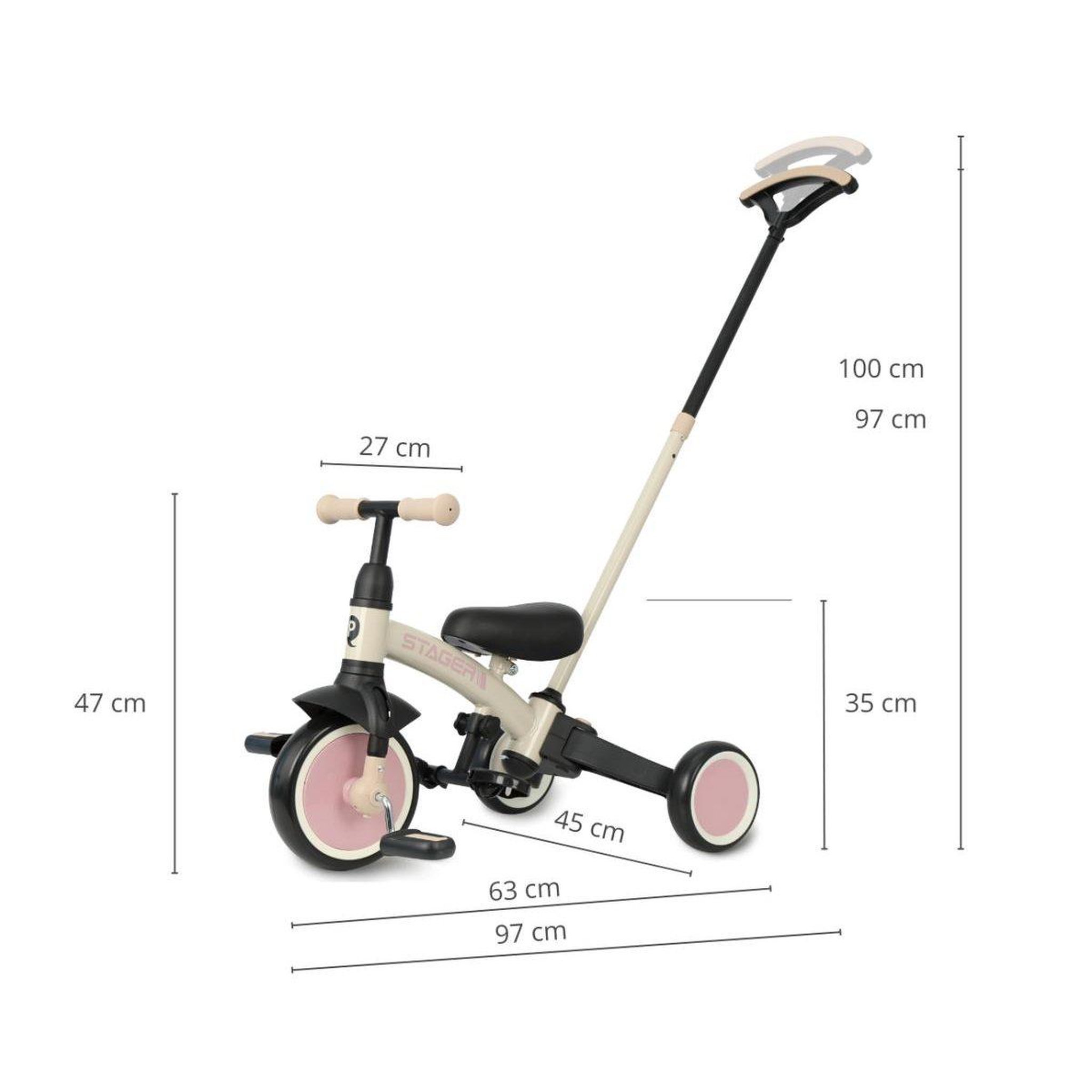 Voir la diapositive 3 : QPLAY Tricycle  stager 3-en-1 rose