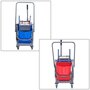 HOMCOM Chariot de lavage chariot de nettoyage professionnel presse à mâchoire 2 seaux 25 L 73L x 45l x 92H cm plastique gris bleu rouge