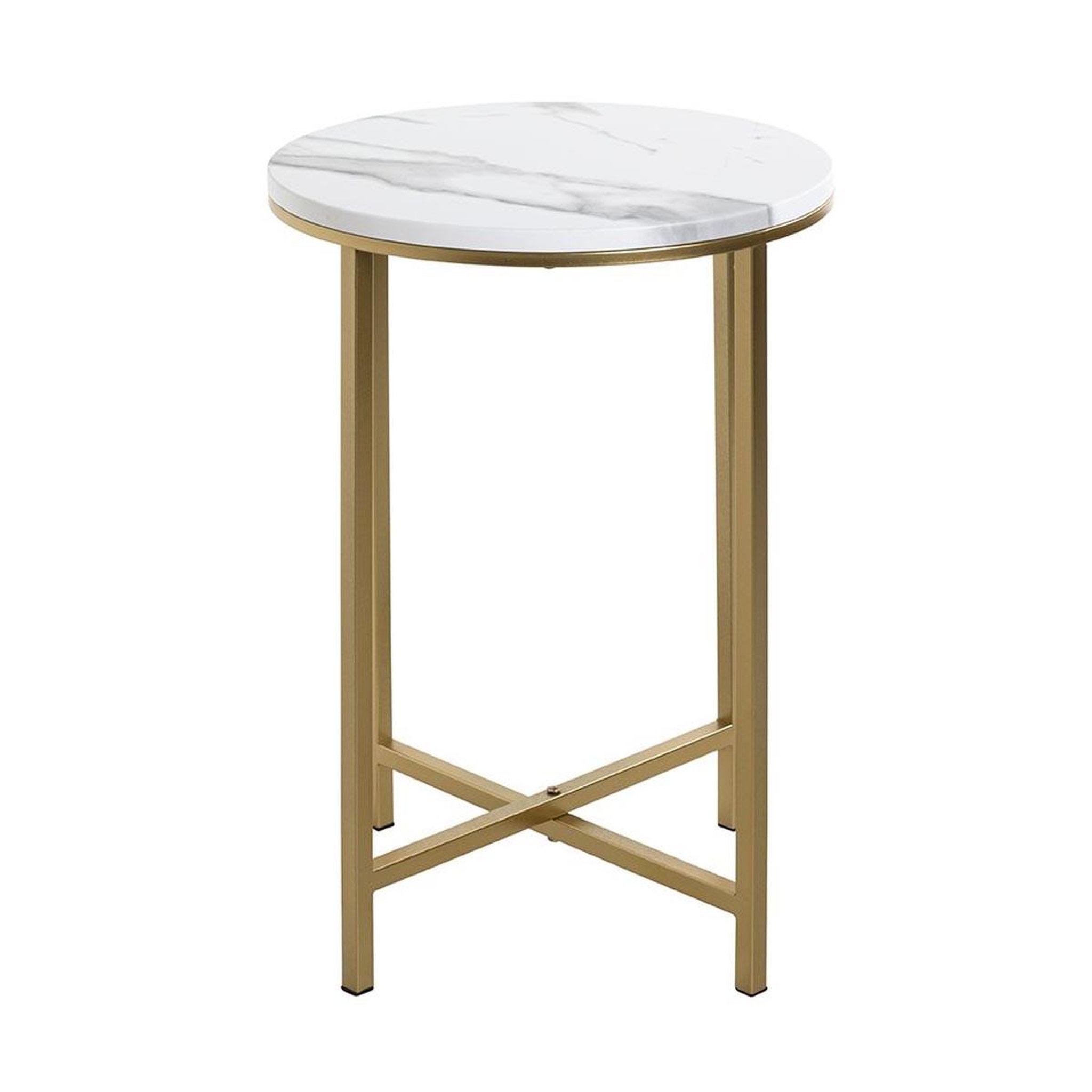 Voir la diapositive 2 : Paris Prix Table d'appoint ronde effet marbre  alba  53cm or