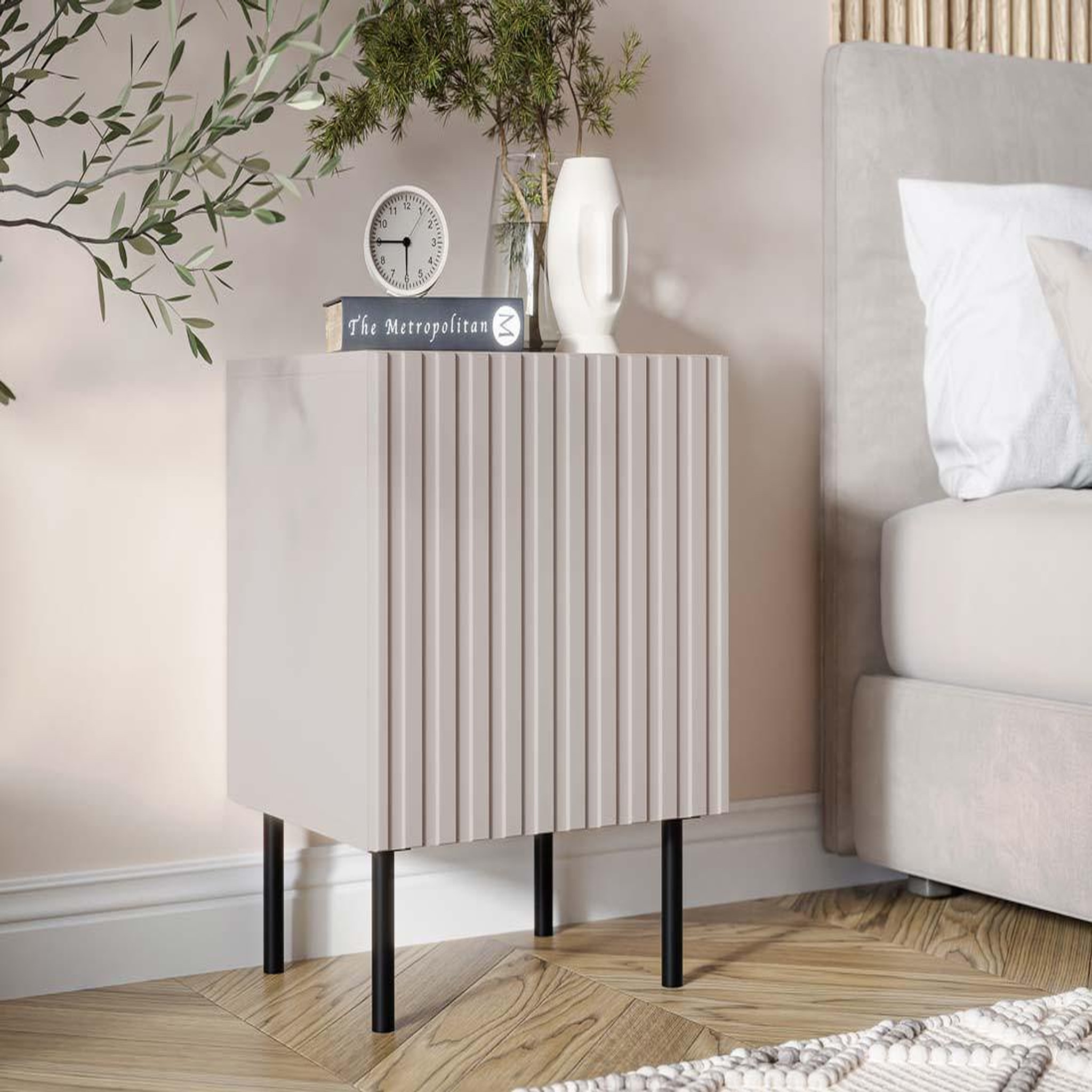 Voir la diapositive 2 : BEST MOBILIER Timote - lot de 2 tables de chevet - écru - 54 cm