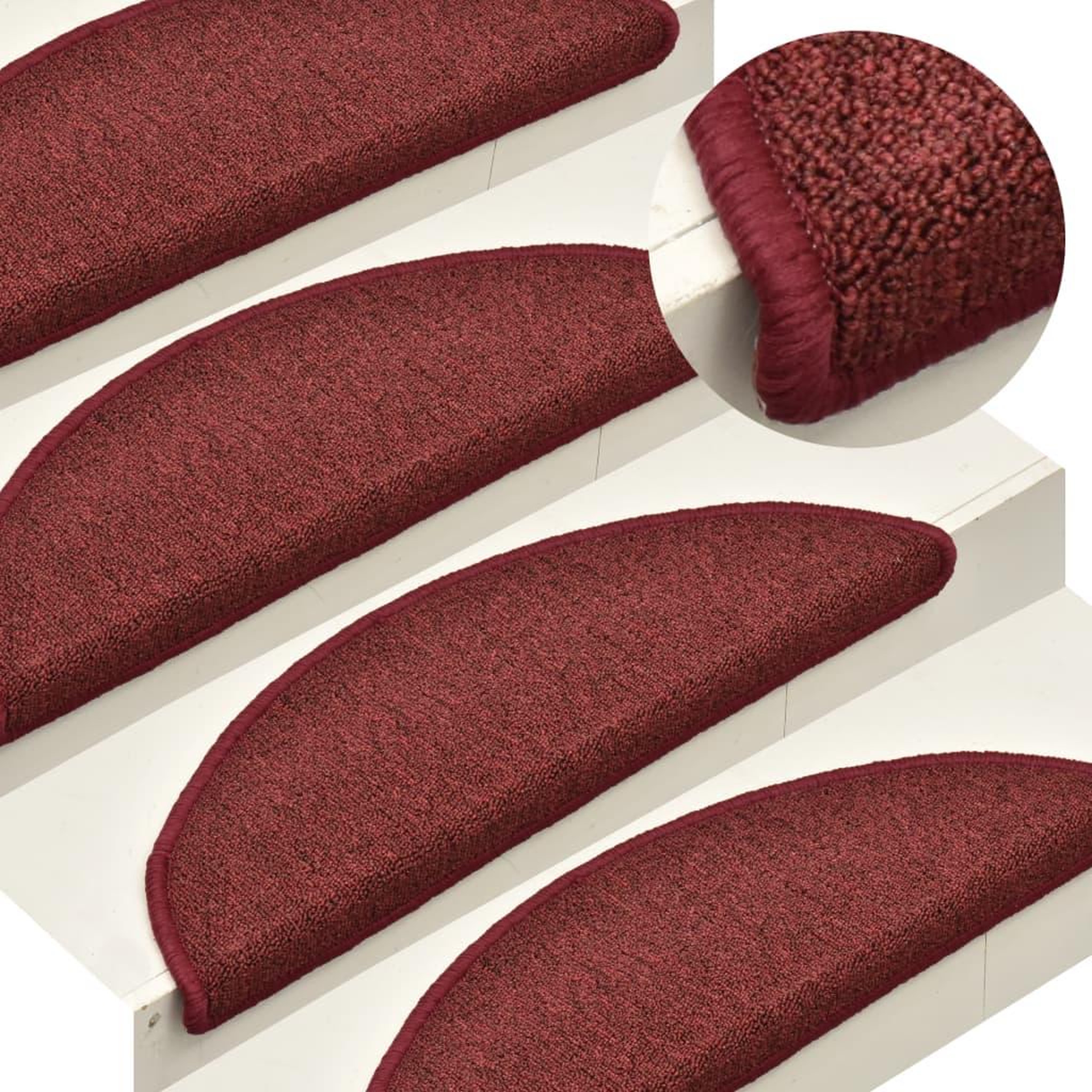 Voir la diapositive 1 : VIDAXL Tapis de marches d'escalier 15 pcs Rouge 56x17x3 cm