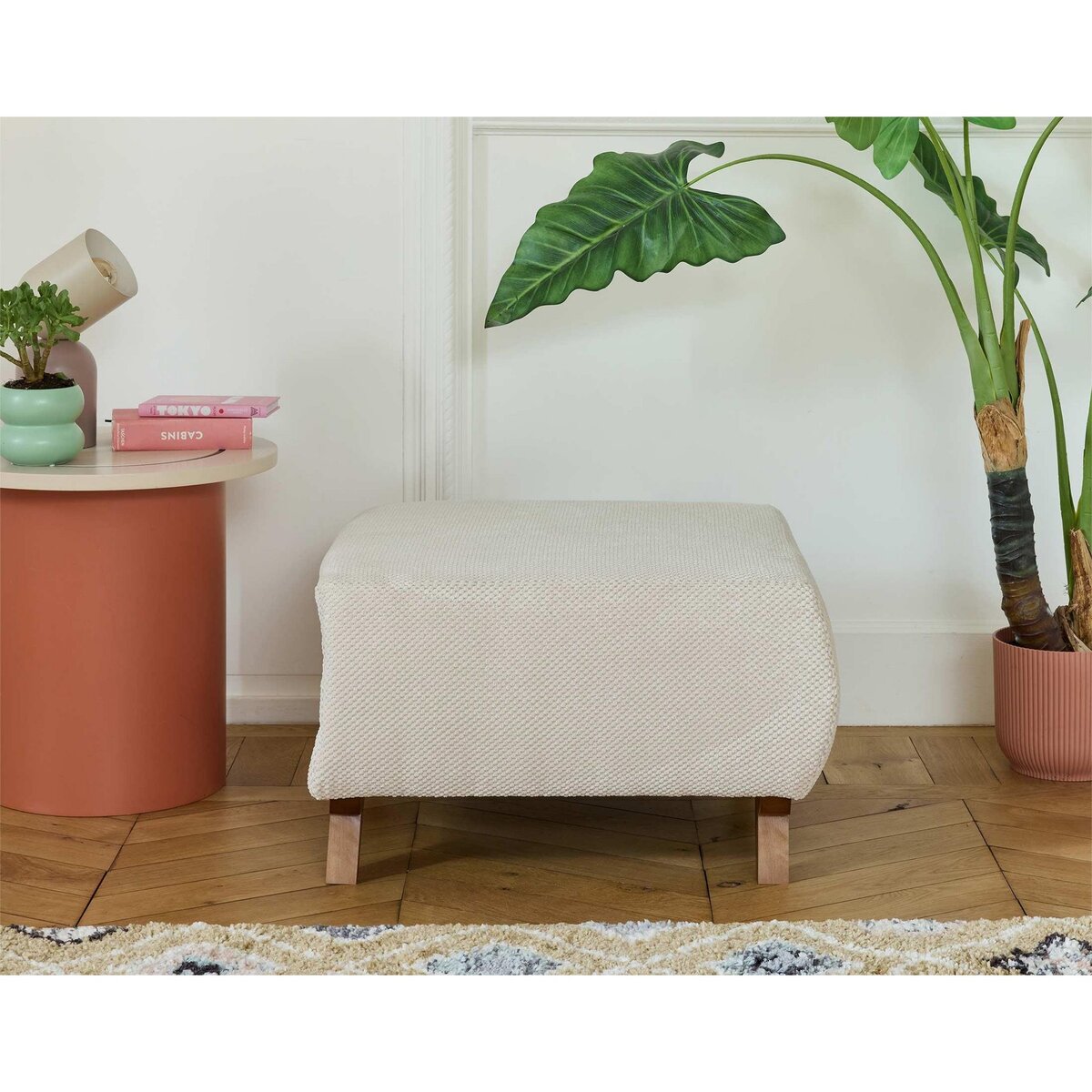 BEST MOBILIER Cristal - pouf modulable - 65 cm - en velours texturé