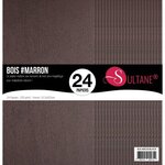  24 papiers Scrapbooking Texturé Bois Marron - 300g/m2