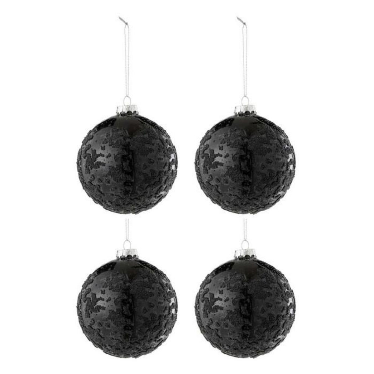 Paris Prix Lot de 4 Boules de Noël Perles  Zelma  10cm Noir