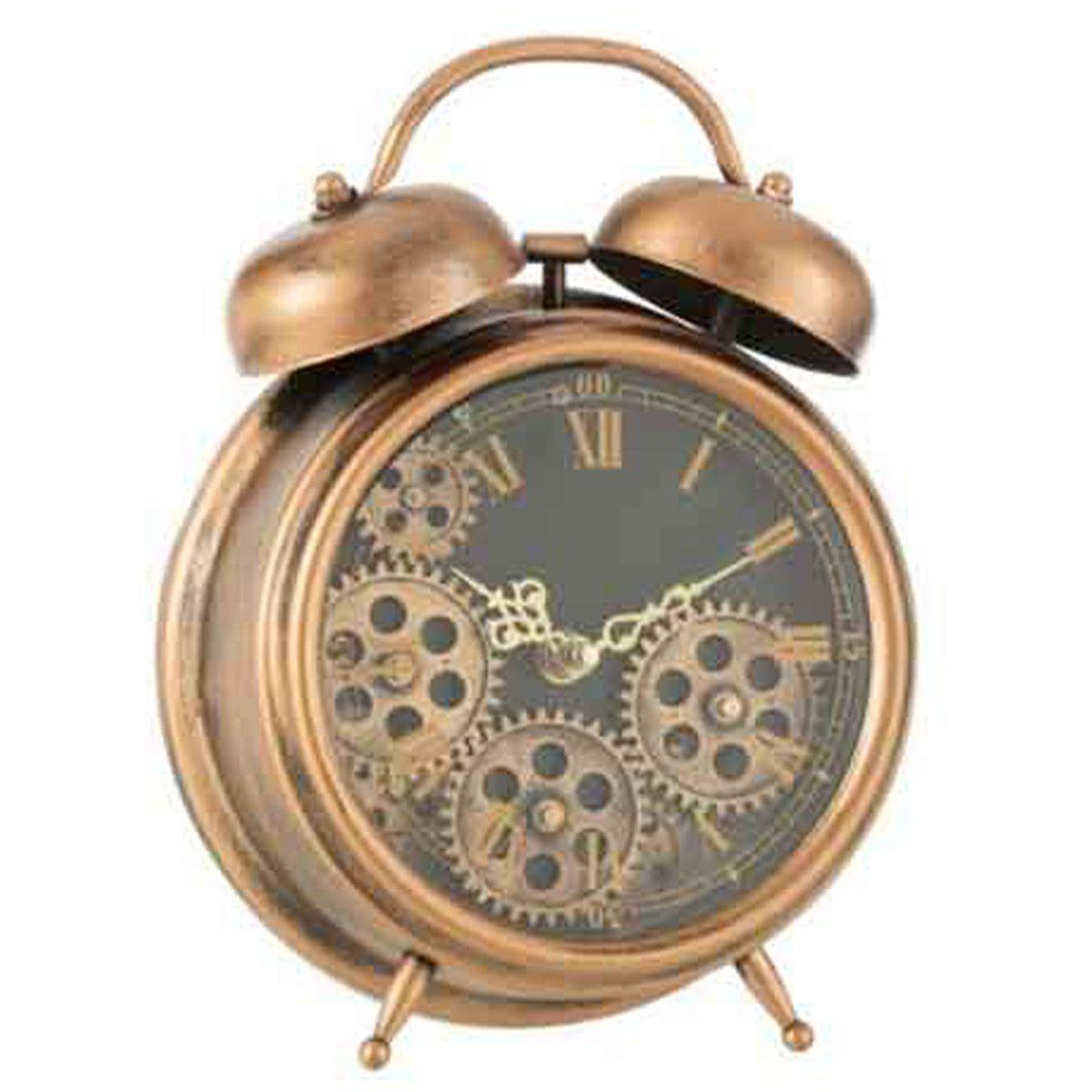 J-LINE Réveil à Poser Vintage  Mécanisme  26cm Cuivre