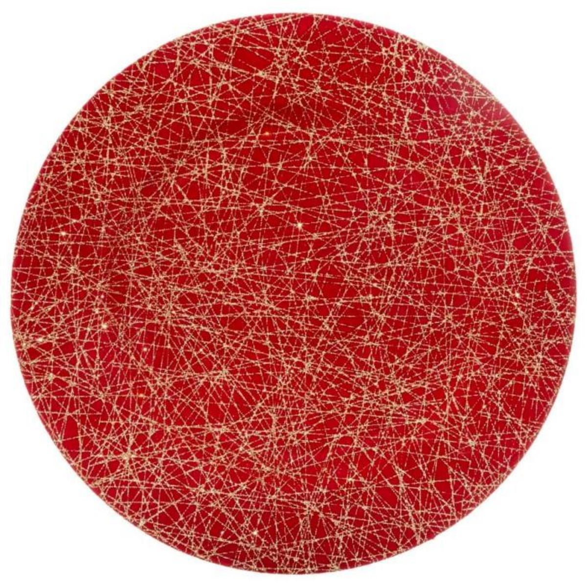 ATMOSPHERA Assiette de Présentation  Lignes  33cm Rouge & Or