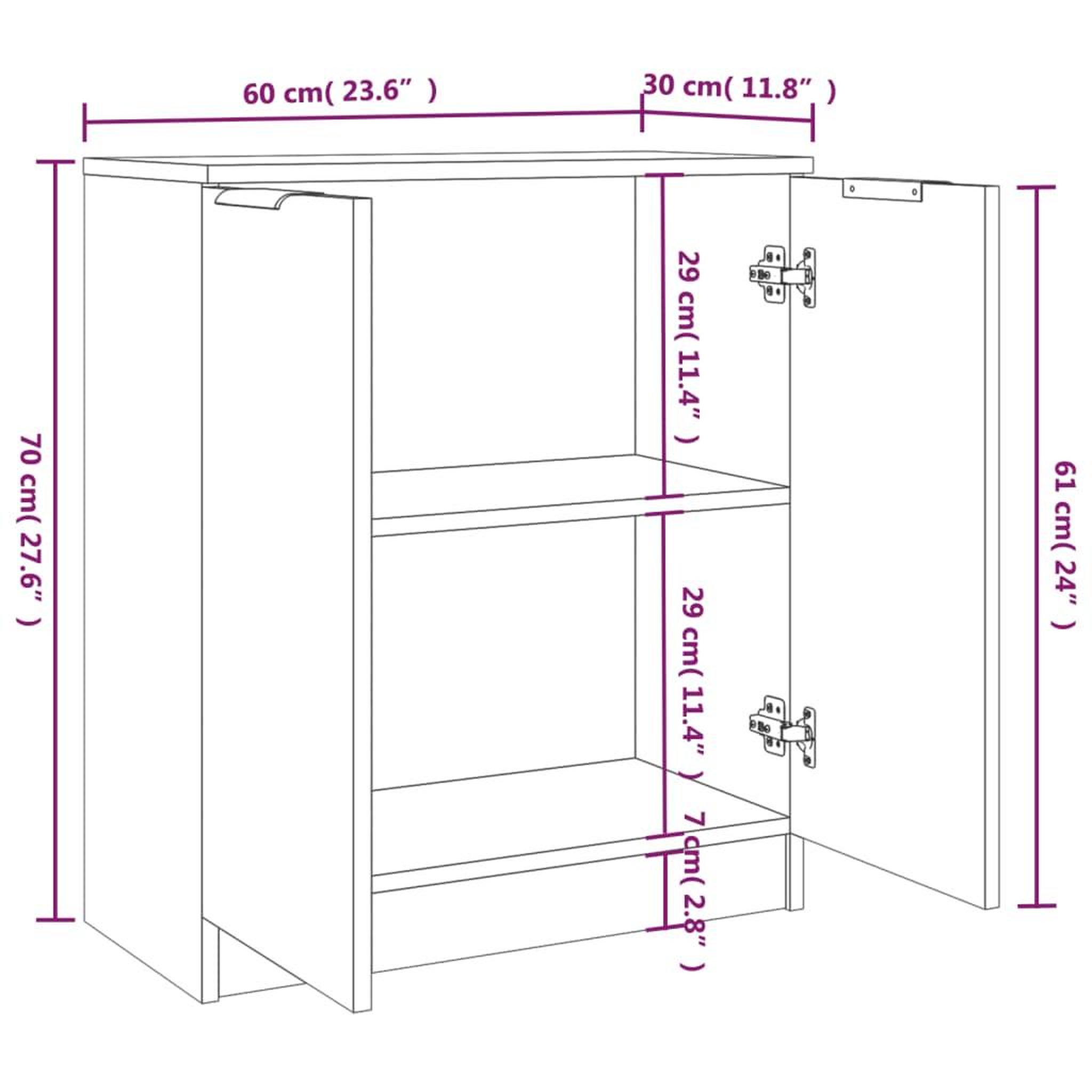 Voir la diapositive 6 : VIDAXL Buffets 2 pcs blanc 60x30x70 cm Bois d'ingenierie