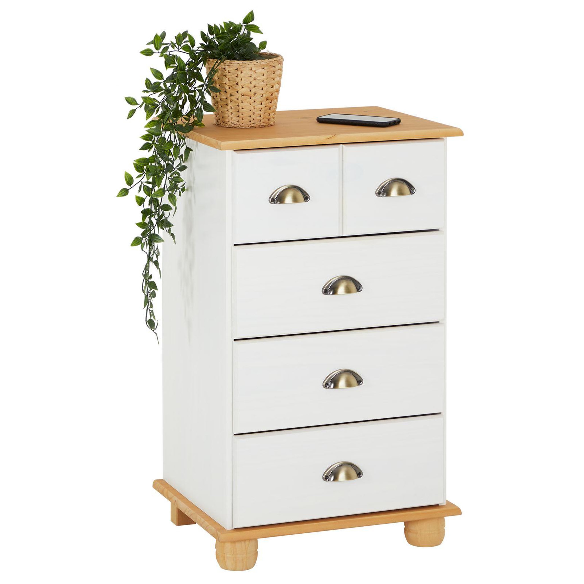 Voir la diapositive 1 : IDIMEX Commode apothicaire COLMAR en pin massif, 4 tiroirs