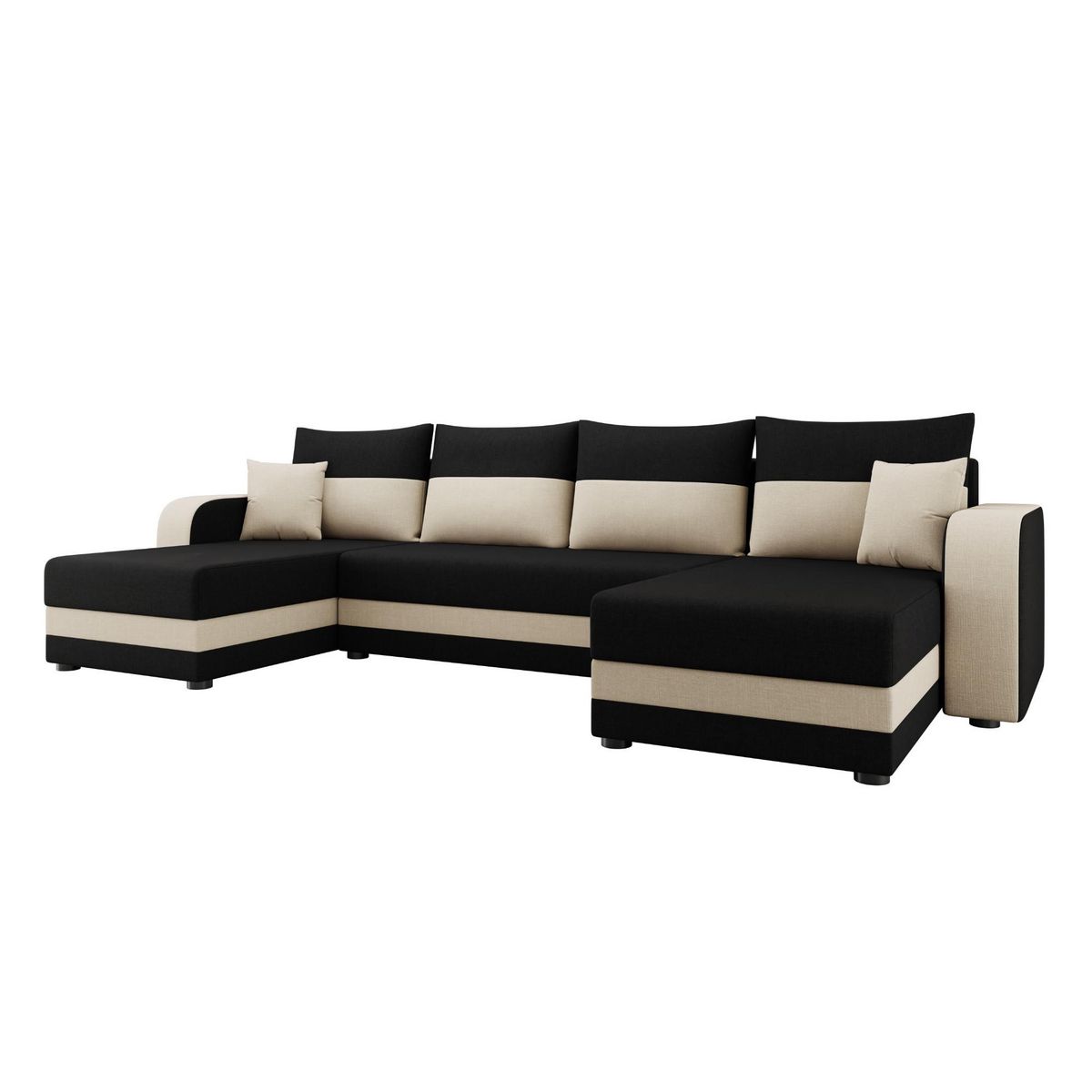 BEST MOBILIER Harvey - canapé panoramique en u - 7 places - convertible avec coffre - en tissu