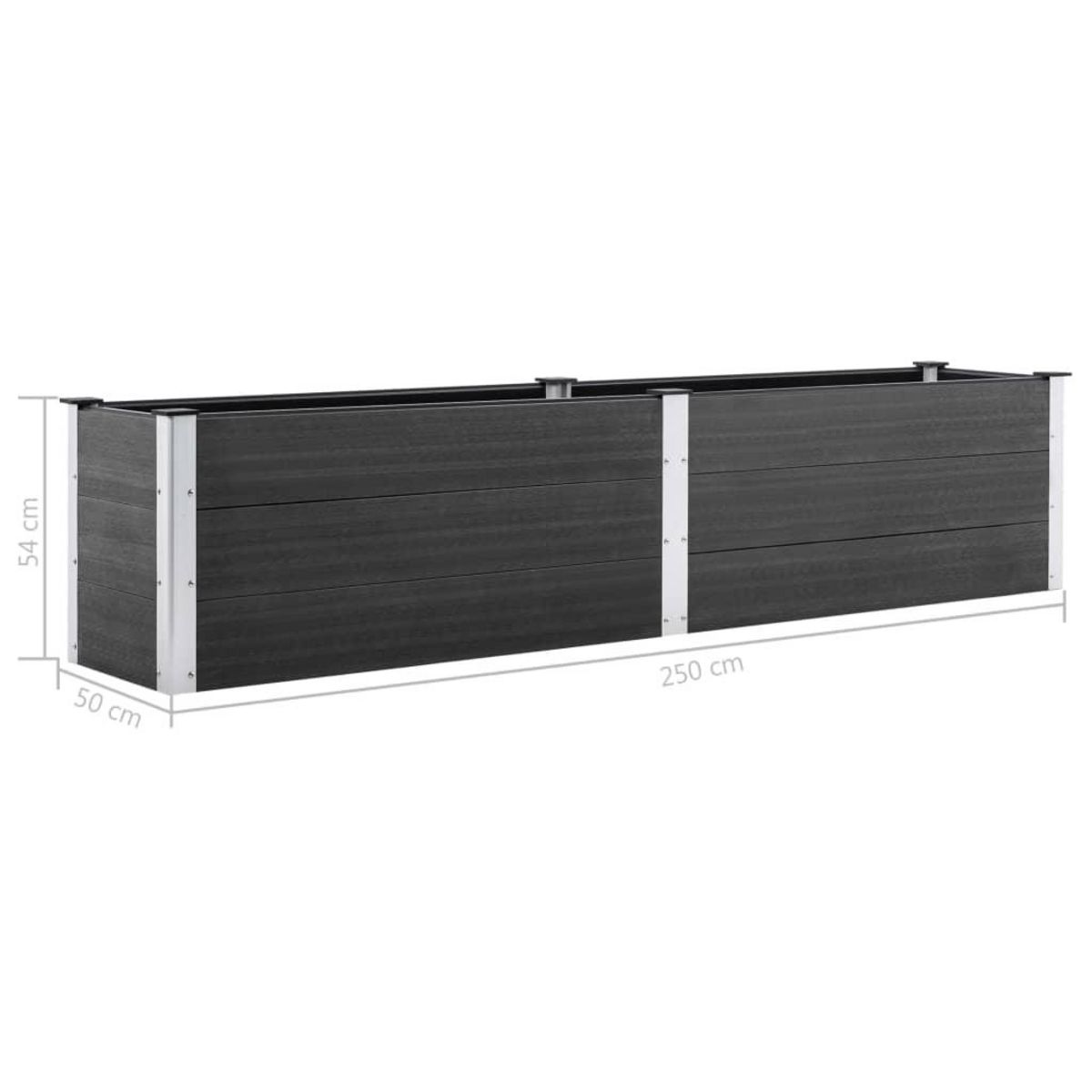 VIDAXL Lit sureleve de jardin 250x50x54 cm WPC Gris