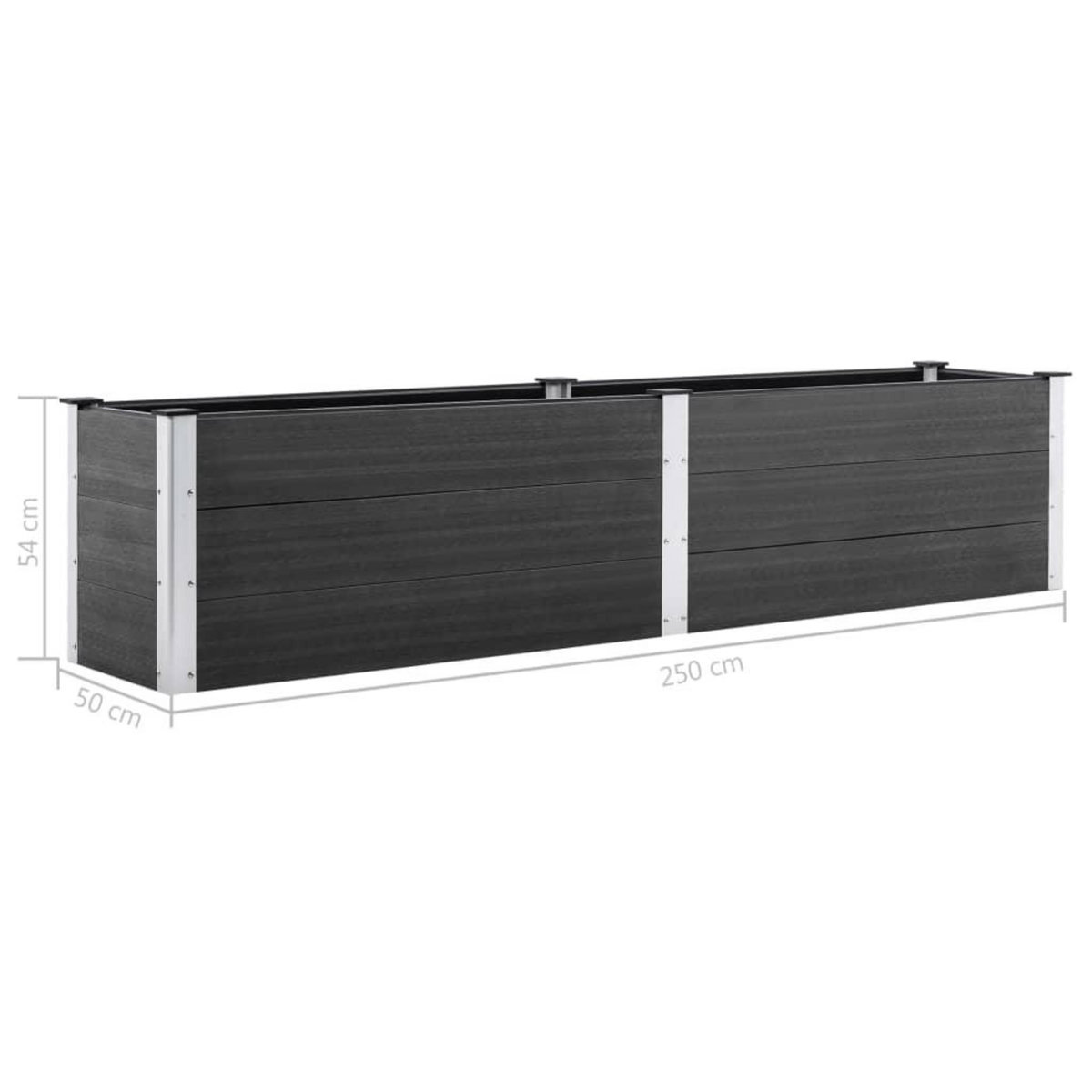 VIDAXL Lit sureleve de jardin 250x50x54 cm WPC Gris