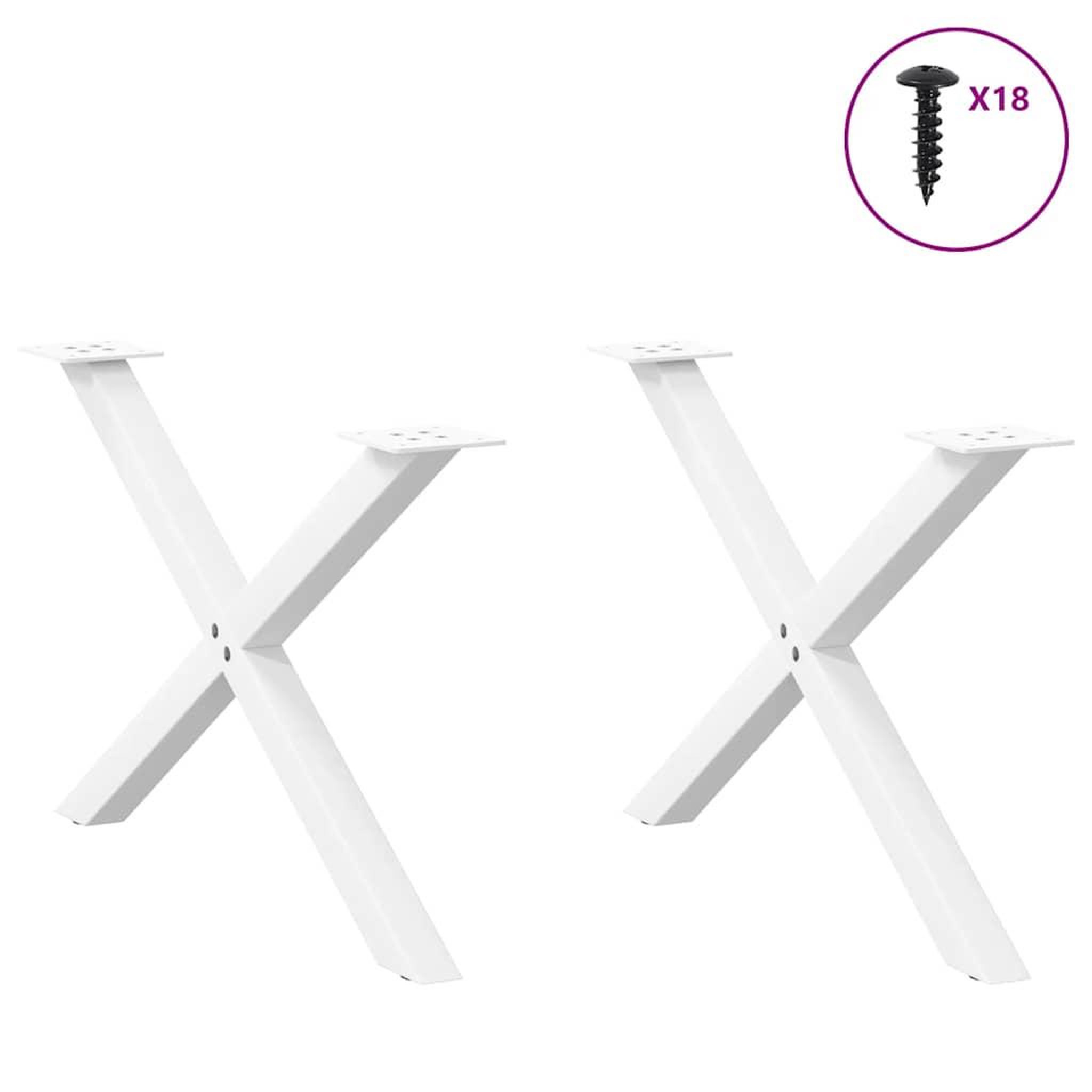 Voir la diapositive 3 : VIDAXL Pieds de table basse forme de X 2 pcs blanc 70x(42-43) cm acier