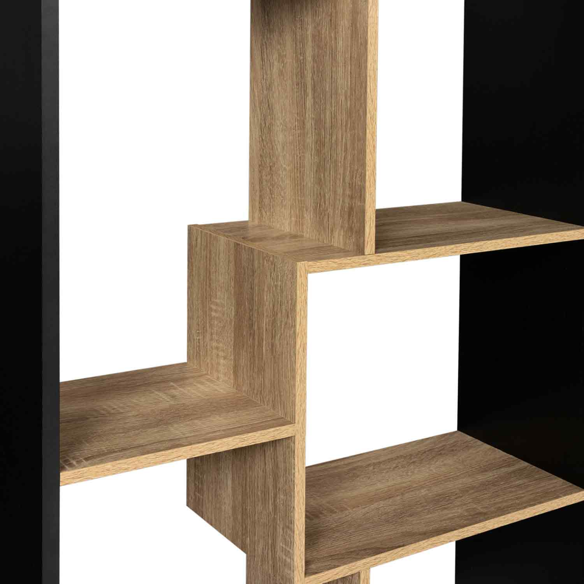 Voir la diapositive 6 : ID MARKET Etagère à double position tania bois noir et imitation hêtre l.161 cm