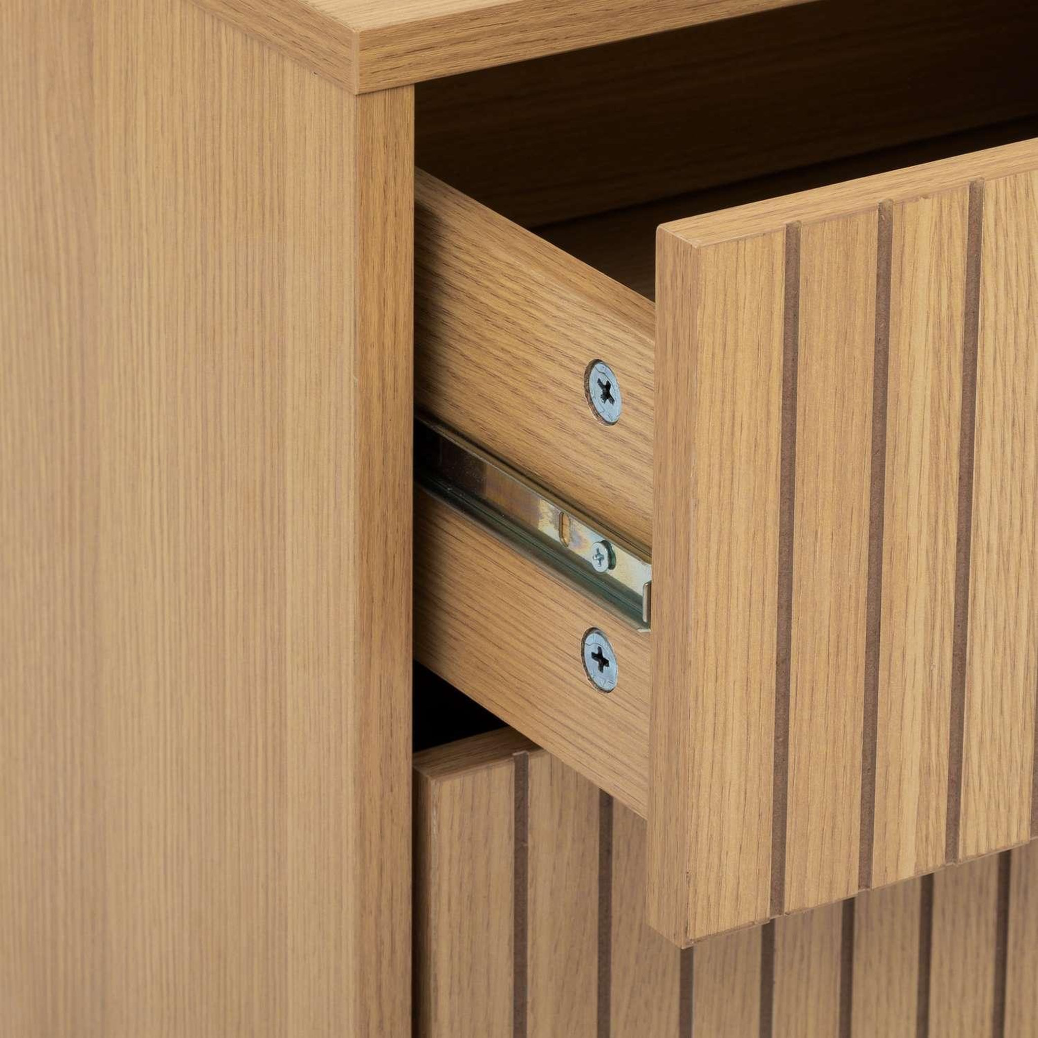 Voir la diapositive 6 : FIVE Table de chevet 2 tiroirs en bois TASSO - Marron