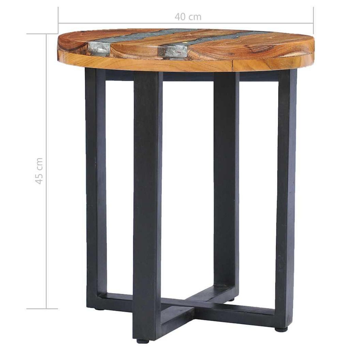 VIDAXL Table basse 40x45 cm Bois de teck massif et polyresine