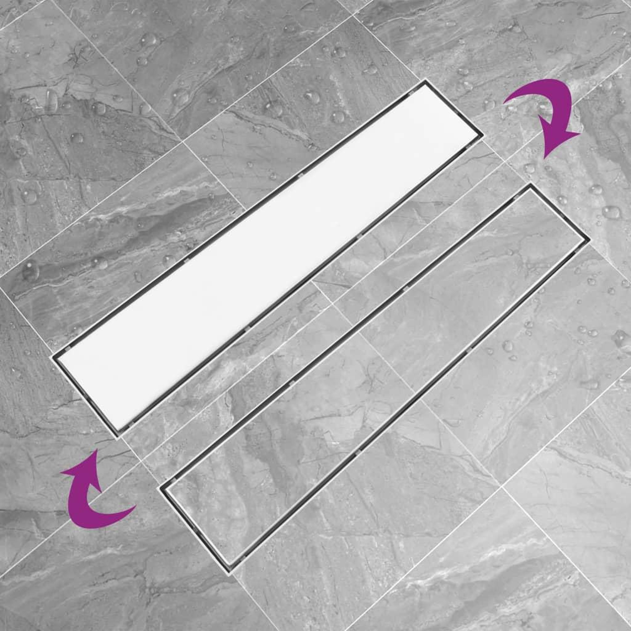 Voir la diapositive 4 : VIDAXL Drain de douche avec couvercle 2 en 1 63x14 cm Acier inoxydable