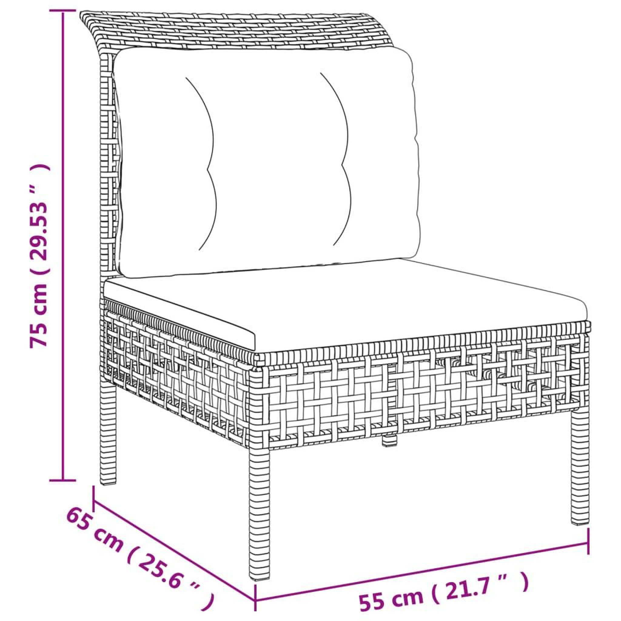Voir la diapositive 6 : VIDAXL Canape central de jardin avec coussin Gris Resine tressee