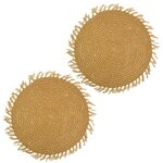 HABITABLE Lot de 2 sets de tables ronds en jute FILI. Coloris disponibles : Marron, Noir