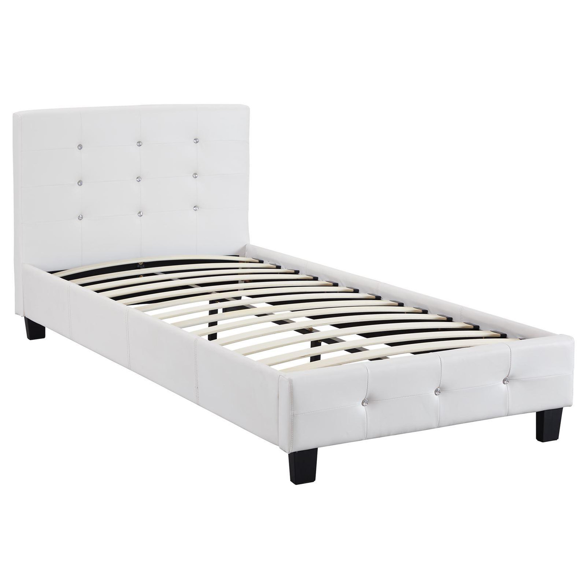 Voir la diapositive 3 : IDIMEX Lit simple TICO, 90 x 190 cm, capitonné avec sommier, revêtement synthétique