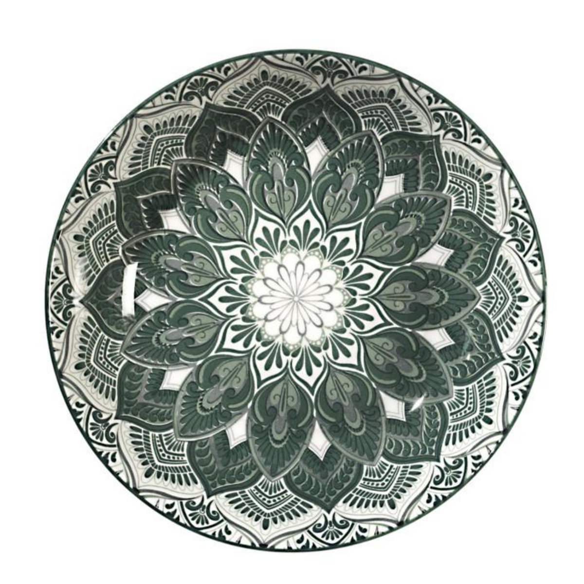 Paris Prix Service de Table 12 Pièces  Mandala  27cm Vert