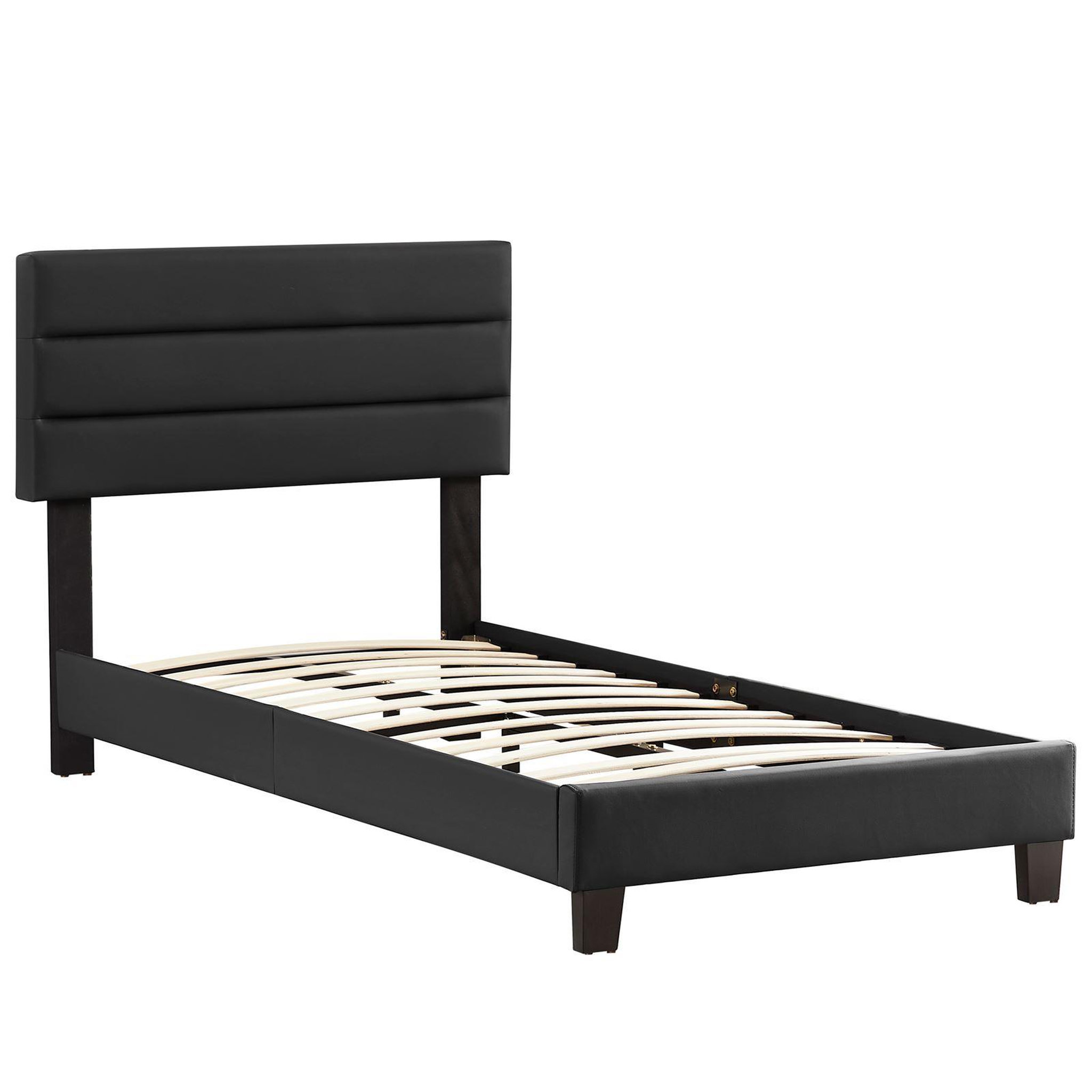 Voir la diapositive 4 : IDIMEX Lit 1 place hudson, 90 x 190 cm, capitonné avec sommier, revêtement synthétique