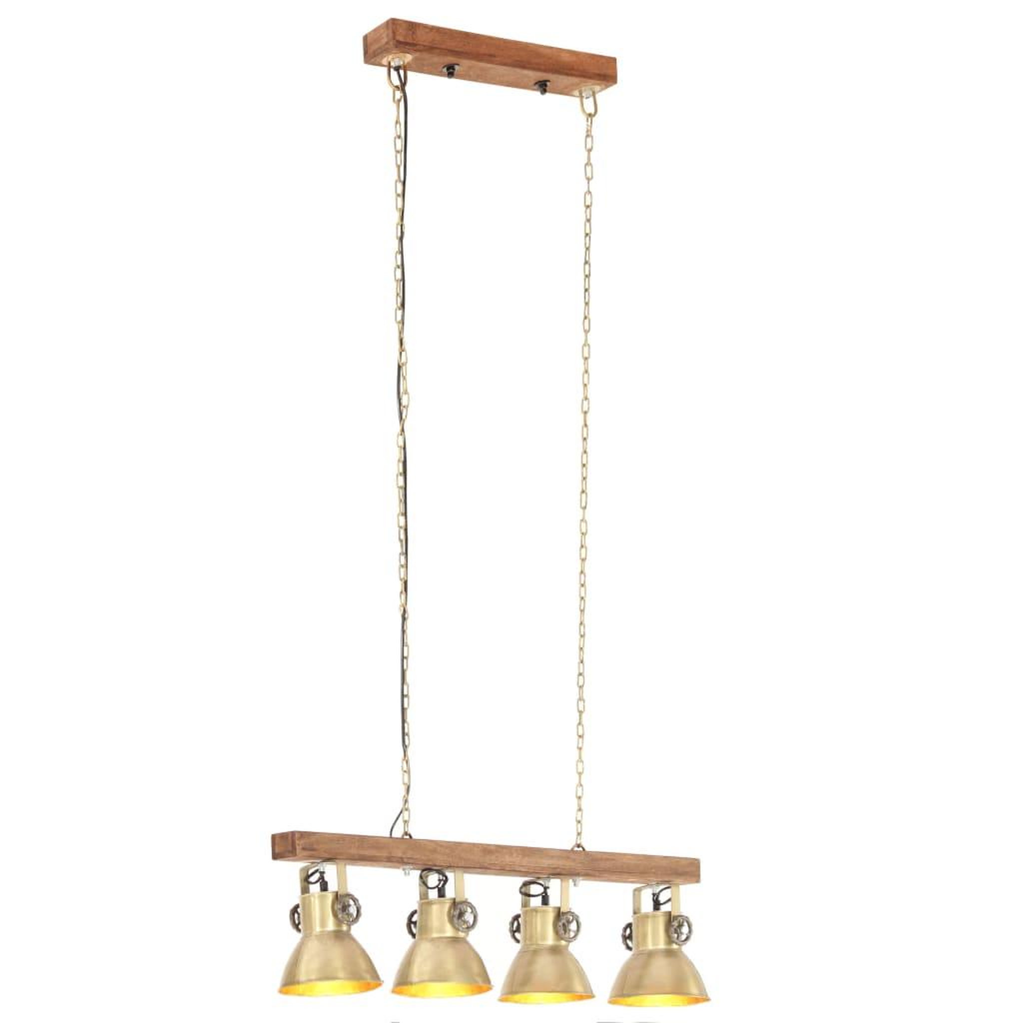 Voir la diapositive 2 : VIDAXL Plafonnier industriel Laiton E27 Bois de manguier