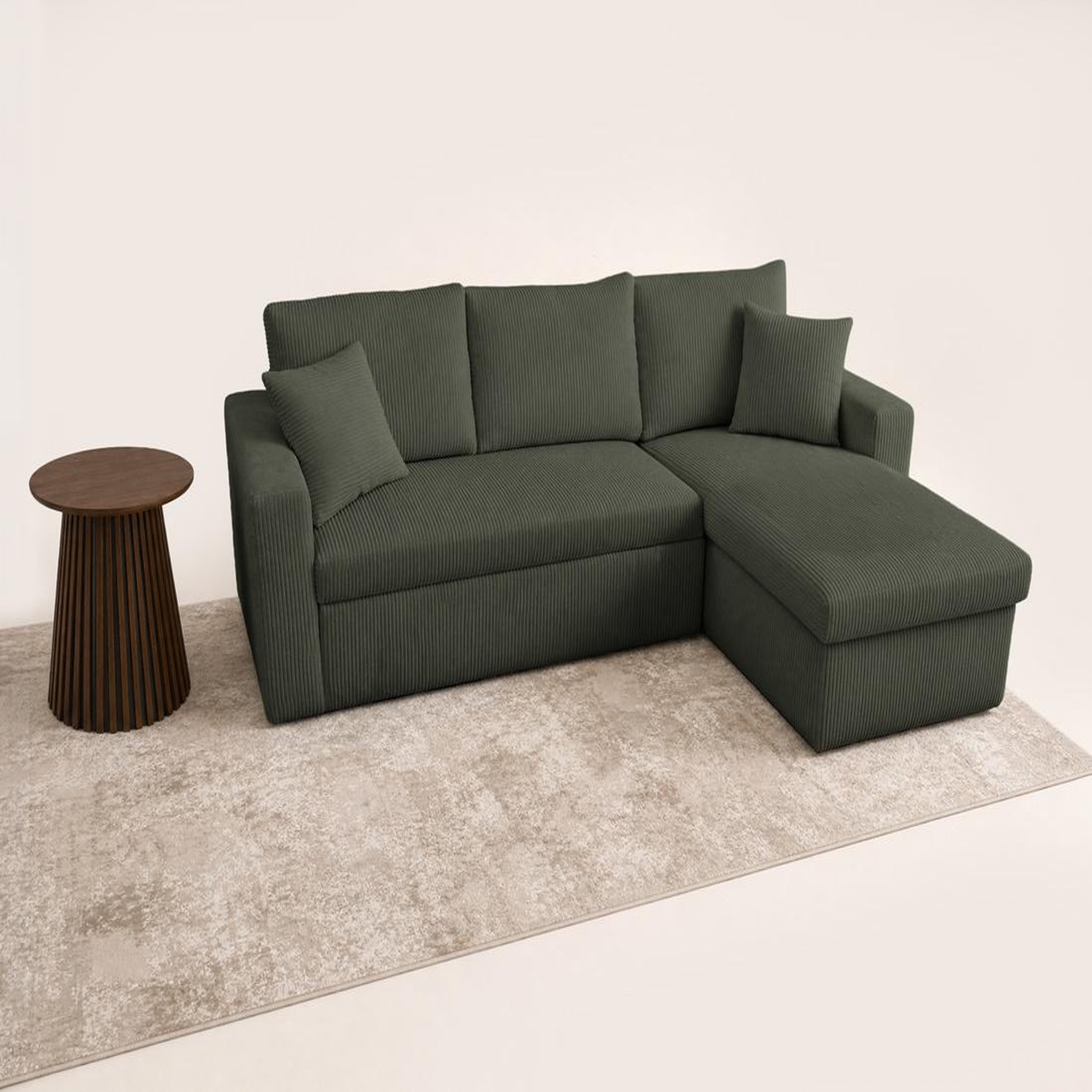 Voir la diapositive 4 : BEST MOBILIER Cyrus - canapé d'angle réversible 4 places - convertible avec coffre - en velours côtelé