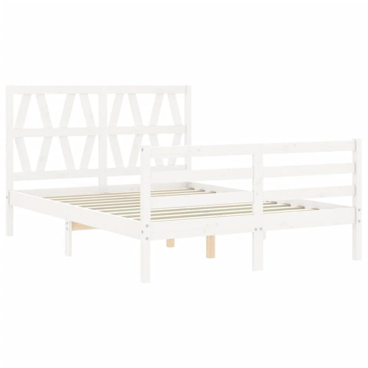 VIDAXL Cadre de lit sans matelas blanc 140x190 cm bois massif