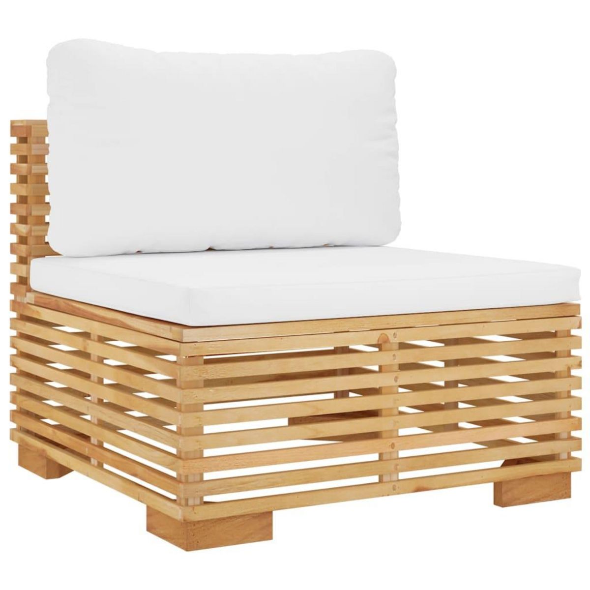 VIDAXL Canape central de jardin et coussins creme Bois de teck massif