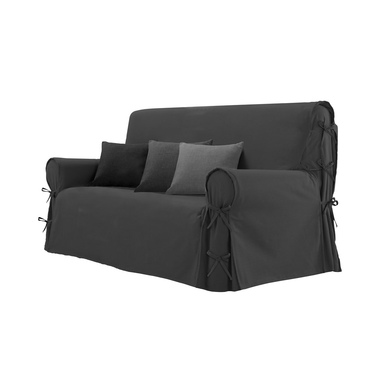 Housse de canapé 2 places à nouettes en coton