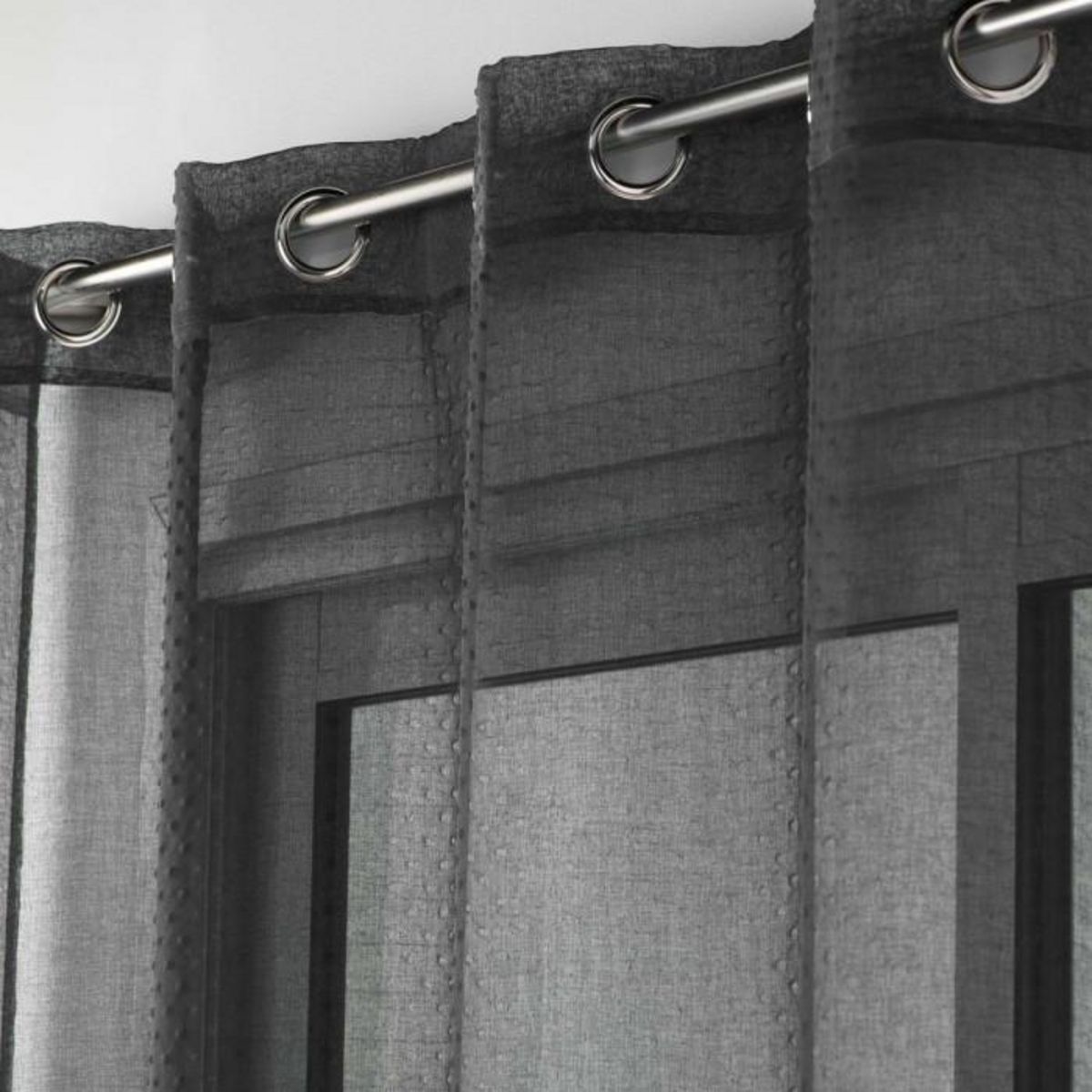 Paris Prix Rideau Voilage à Œillets  Amani  140x280cm Noir