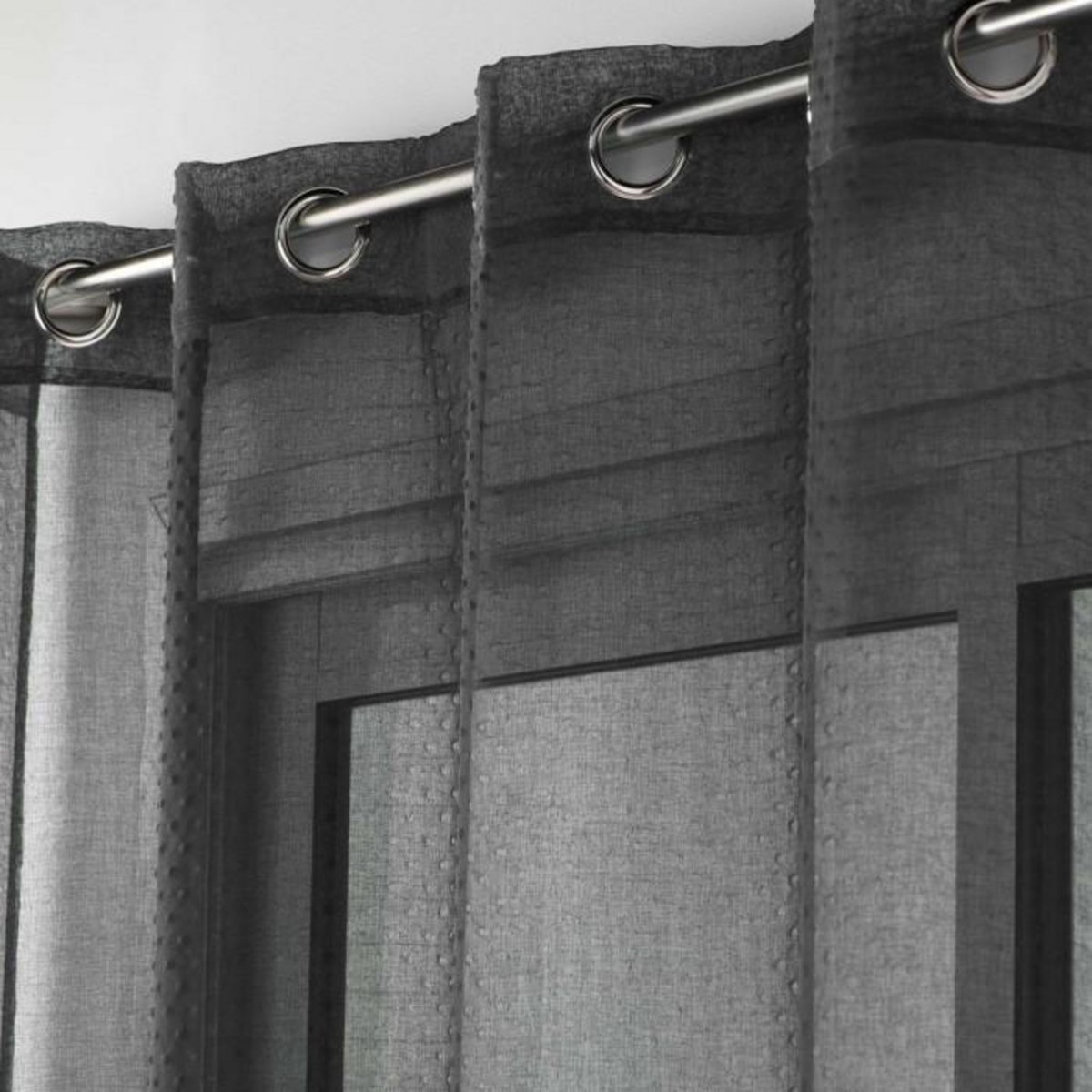 Paris Prix Rideau Voilage à Œillets  Amani  140x280cm Noir