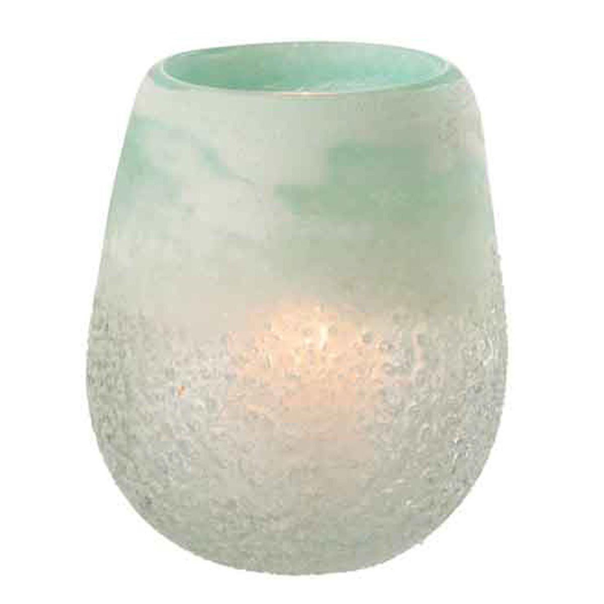 Voir la diapositive 2 : J-LINE Photophore en verre design  scavo  16cm aqua