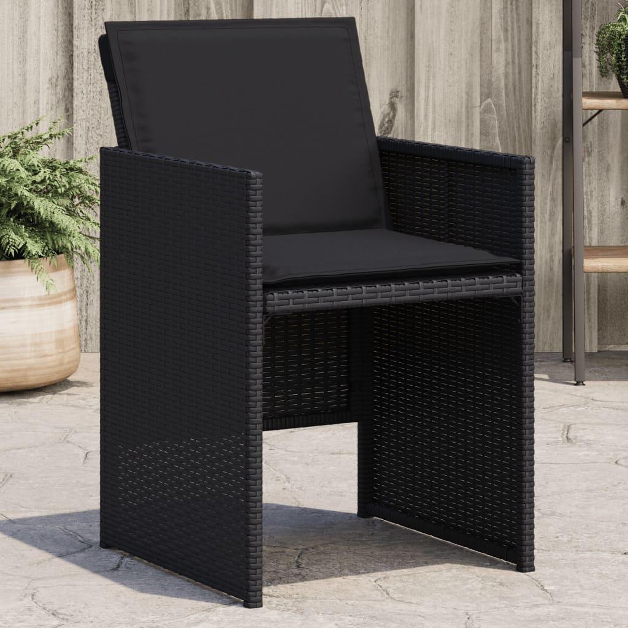 Voir la diapositive 1 : VIDAXL Chaises de jardin lot de 4 avec coussins noir resine tressee
