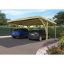 Voir la diapositive 1 : Forest Style Carport toit plat - Bois traité autoclave - 2 voitures - 30,9 m² - VICTOR MODERN