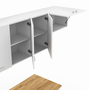 Voir la diapositive 6 : ID MARKET Cuisine complète 180 cm SUBTIL avec plan de travail 5 éléments blanc et plateaux bois
