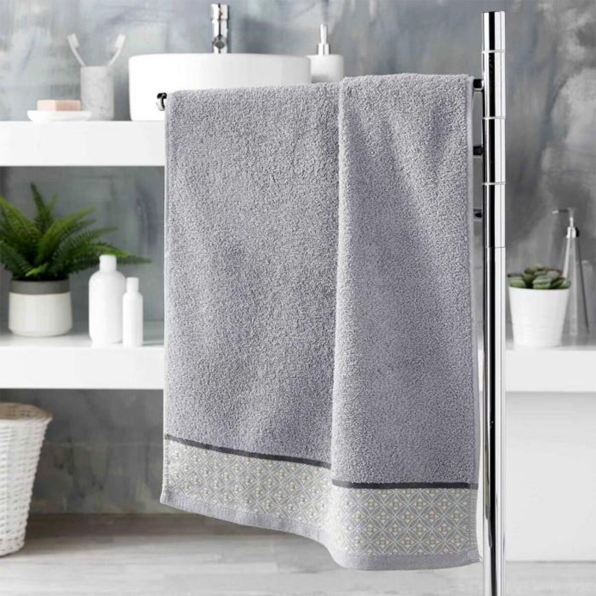 Paris Prix Serviette de Toilette Jacquard  Belina  50x90cm Gris