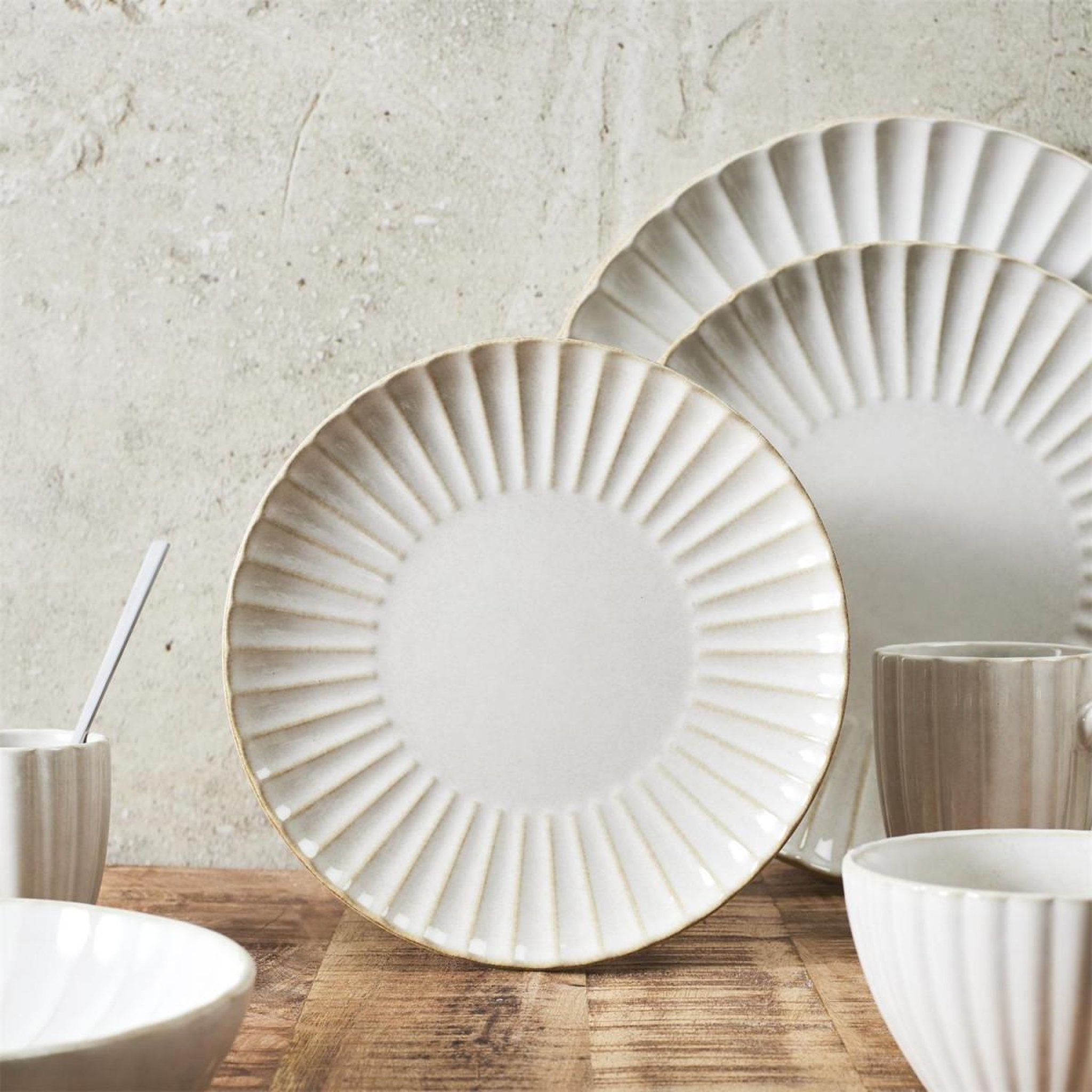 Voir la diapositive 3 : The Home Deco Factory Lot de 6 assiettes à dessert  vlora  21cm beige