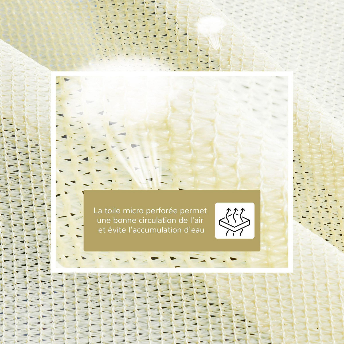 OUTSUNNY Voile d'ombrage rectangulaire 3 x 4 m polyéthylène haute densité résistant aux UV coloris crème